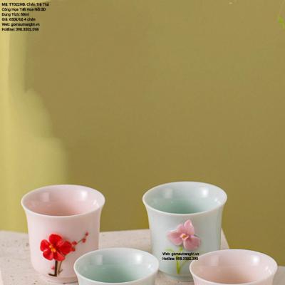 CHÉN TRÀ THỦ CÔNG HỌA TIẾT NỔI 3D